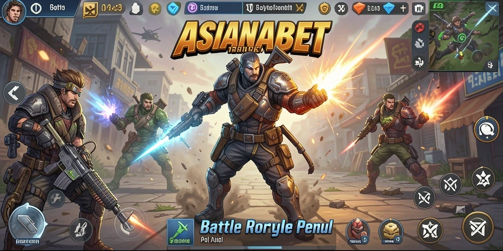 Tangkapan layar gameplay seru dari ASIANABET yang menunjukkan pertempuran Battle Royale.