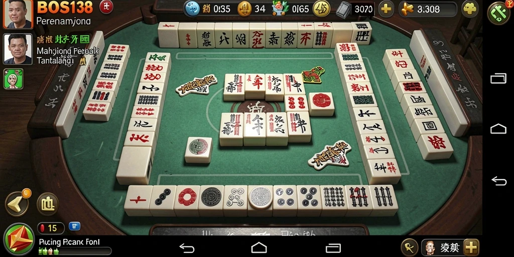 Screenshot permainan BOS138 menampilkan tantangan Mahjong yang seru.