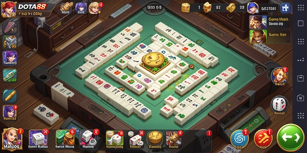 Gameplay DOTA88 menampilkan ubin Mahjong yang menarik dan interaksi pengguna yang dinamis.