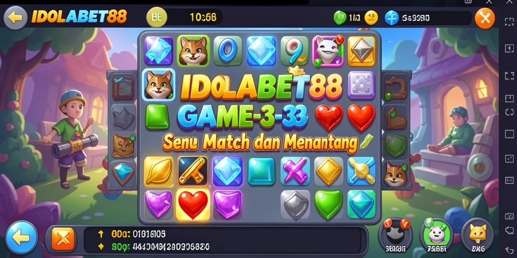 Screenshot dari gameplay <strong>IDOLABET88</strong> yang menunjukkan keseruan mencocokkan item.