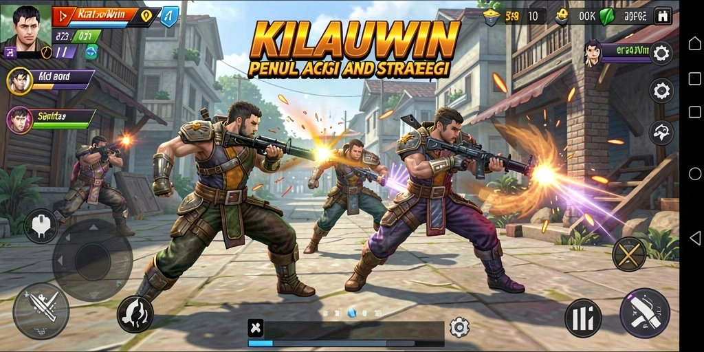 Tampilan gameplay intens di KILAUWIN dengan karakter bertarung.