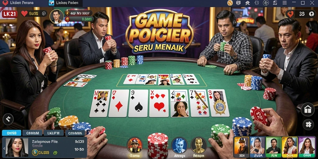 Tampilan gameplay Poker yang mendebarkan di LK21.