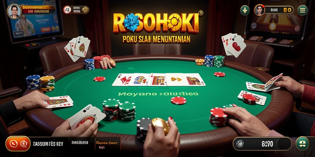Screenshot gameplay ROSOHOKI menampilkan aksi seru dari permainan poker.