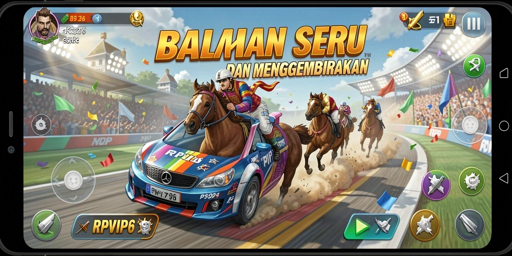 Screenshot utama RPVIP6 menampilkan balapan seru dan mendebarkan.