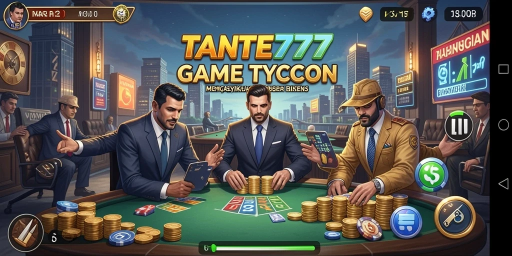 Tampilan gameplay TANTE777 yang menarik dan penuh strategi bisnis.